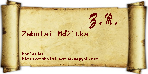 Zabolai Mátka névjegykártya